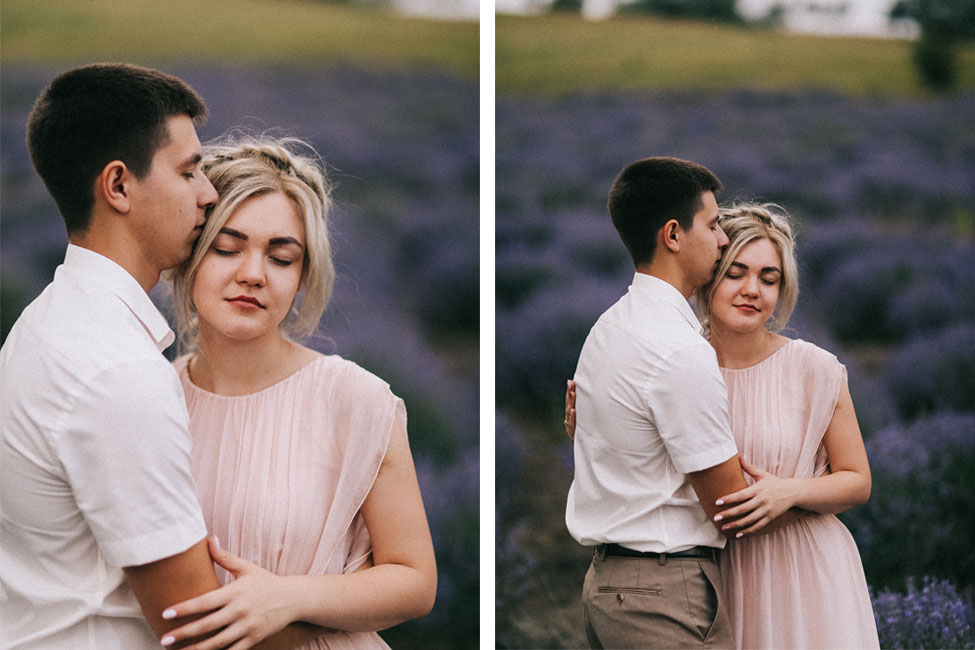 Lavender field engagement photography.