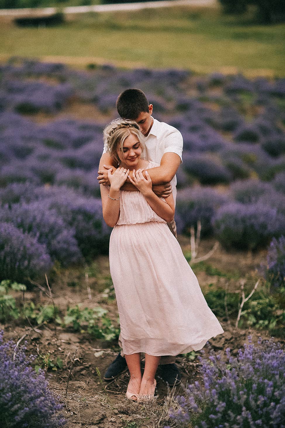 A couple in Eastern Europe embrace in Bessarabia.