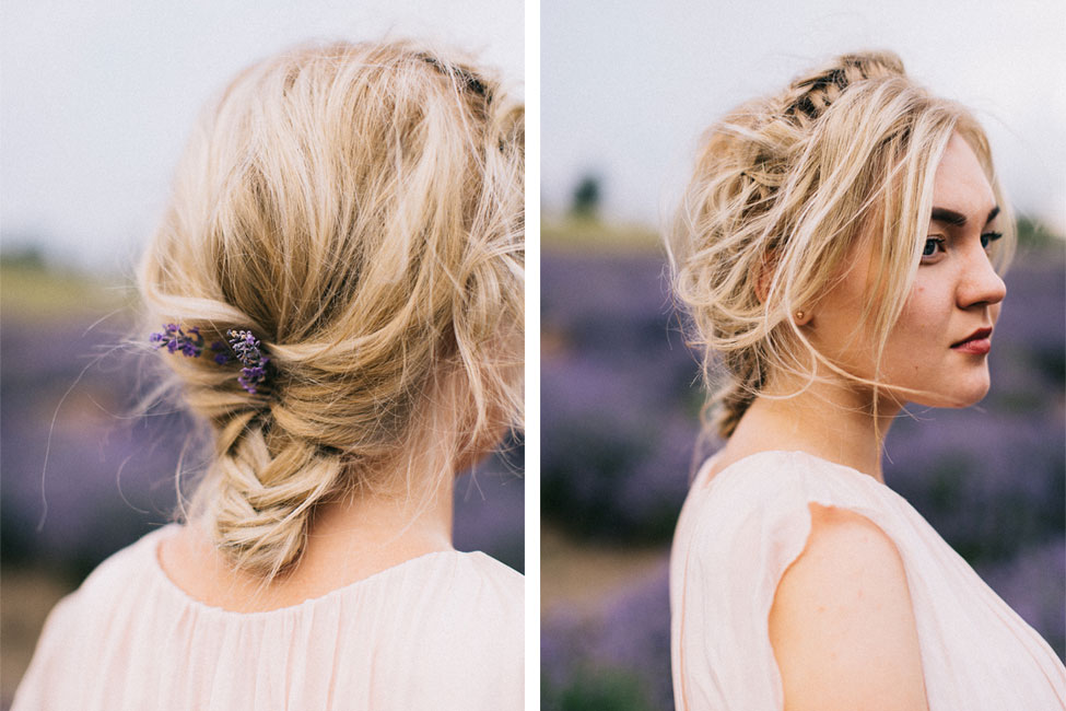 Best hairstyles for brides on their wedding day with flowers in her hair.