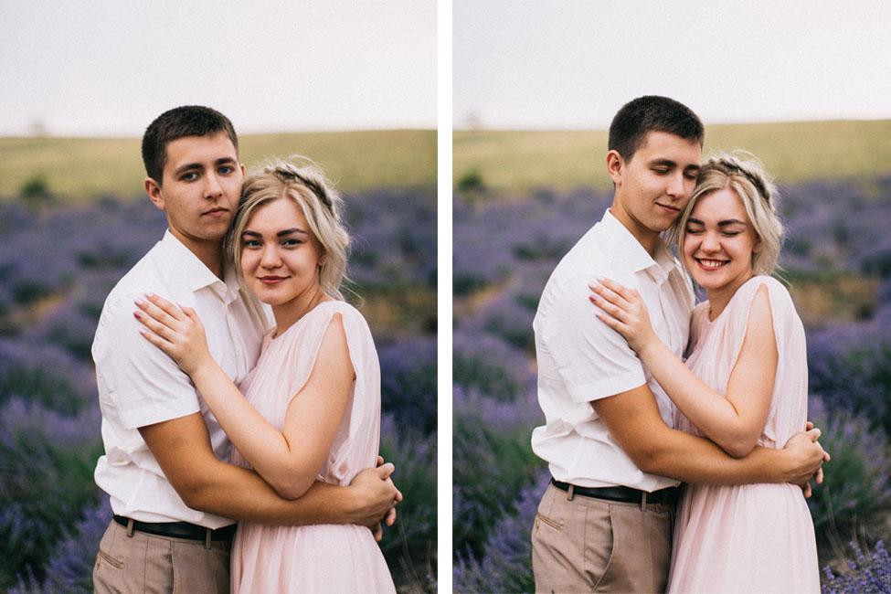 Young couple in love and film wedding photography in Europe.