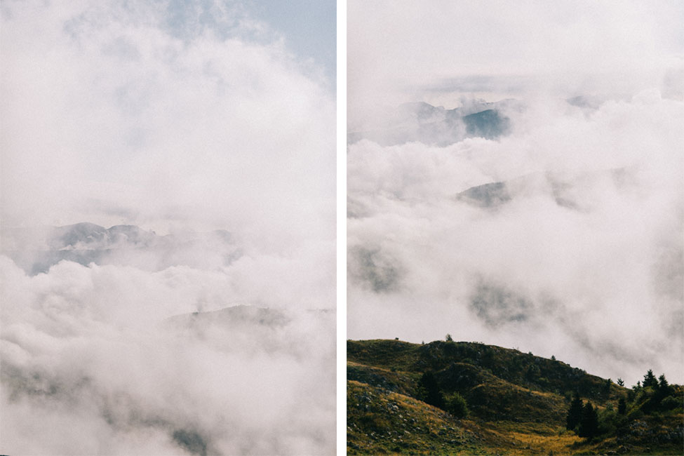 Foggy wonder on top of the dolomites in Italy, a perfect location for a destination wedding.