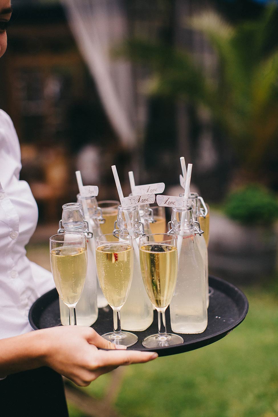 Champagne and Cordials are the foundations of European wedding cocktail hours.