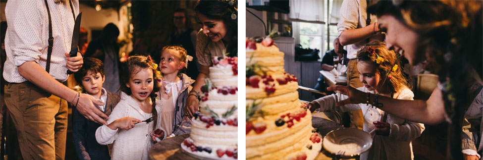 Eager children waiting to dig in to the stunning wedding cake